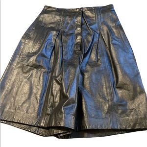 Black leather high waisted shorts